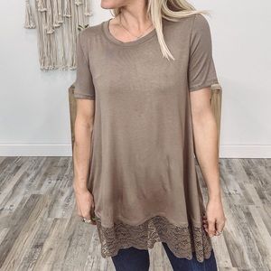Brown Top with lace detail